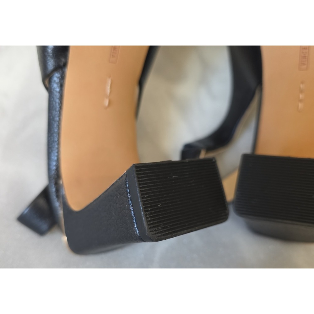 Vince Camuto Hamden Slingback Pumps Black Leather Block Heel Pointed Toe Sz 7.5 - Picture 16 of 16